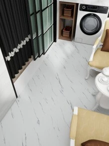 1 Roll 40cm Marble Matte Finish Pvc Floor Sticker - Black and White - View 4