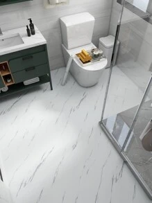 1 Roll 40cm Marble Matte Finish Pvc Floor Sticker - Black and White - View 3