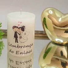 Vela Lembrancinha Casamento Enlace Artesanal - Branco - Visão 5