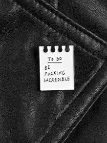 1 件装卡通简约设计迷你珐琅别针，带字母细节，适合衣服和配饰，最佳礼物 - 黑與白 - 查看 2