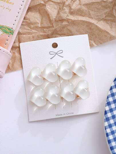 2 件装白色心形鳄鱼皮发夹 女士爪形发夹 发夹