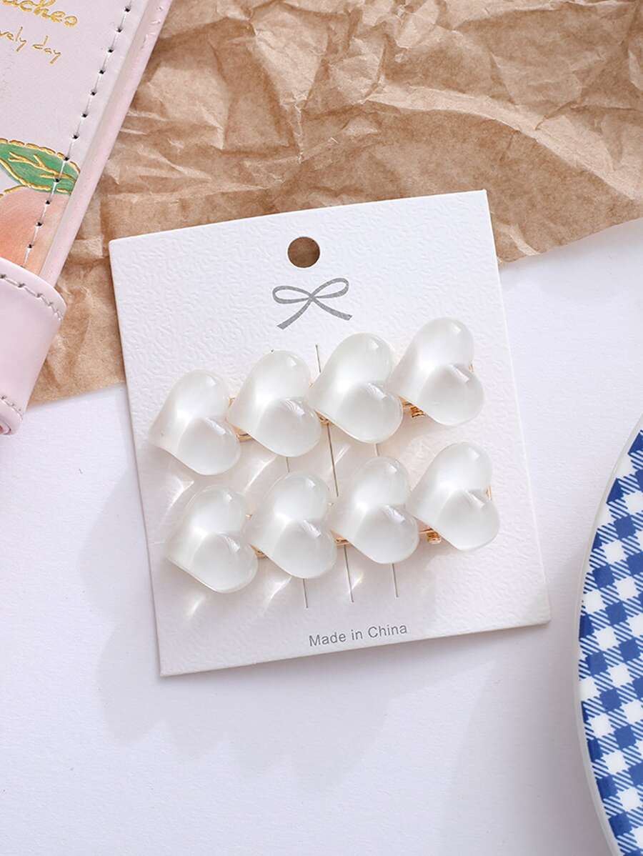 2pcs White Heart Alligator Hair Clips For Women Claw Clips Hair Slide Hair Barrettes - White - View 1