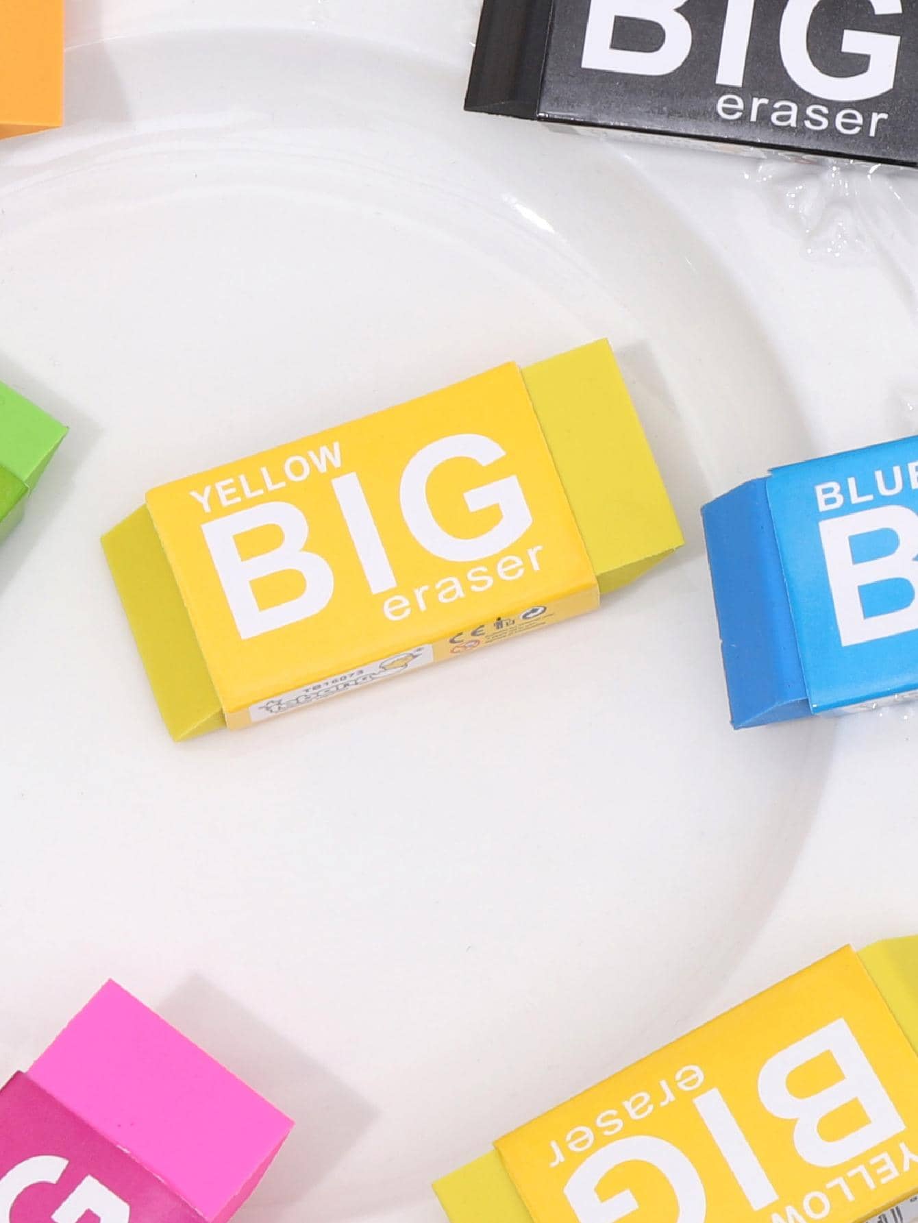 1入實色大橡皮擦,多種可選顏色:黑色,綠色,藍色,黃色,橘色,粉紅色 - 黃色 - 查看 1