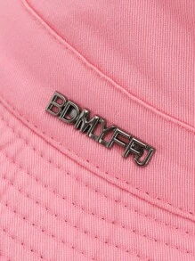 韓風金屬邊緣寬邊漁夫帽，帶毛邊邊緣設計，女士夏季戶外攀登保護帽，街頭時尚 - 粉色 - 查看 2