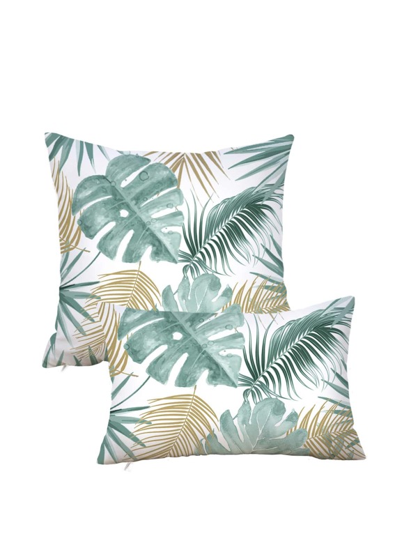 1 pieza Funda de almohada con diseño de hojas grises y amarillas, con ribete verde, adecuada para uso interior/exterior, lavable a máquina, decoración del hogar, habitación, cama, sofá, silla, primavera/verano, Día de la Madre, boda, cumpleaños, fiesta, impresión digital, minimalista, sofá, oficina, cubierta de cojín decorativo, automoción, regalo, almohada, cabecera, sofá, reposacabezas de coche