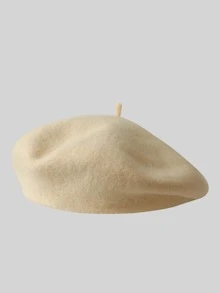 1pc Women's Beret Hat, Autumn Winter Korean Japanese Style Wool Felt Candy Color Artist Hat, Fashionable And Warm, Suitable For Daily Use - Beige - View 2