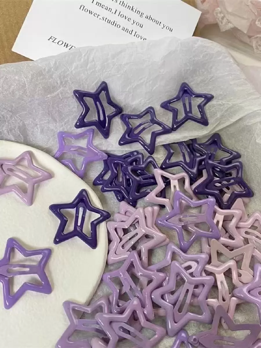 30pcs Women's Y2k Style Star Design Hair Clips For Sweet Girls, Slight Color Difference Casual - Multicolor - View 1