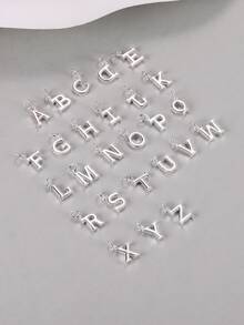 1入組字母吊墜 925 純銀小水鑽配件，DIY 女士配飾吊墜，隨意混合搭配，打造獨特風格高端珠寶禮物 - 白色 - 查看 3