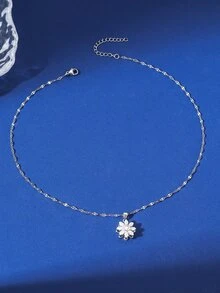 1 Miếng Đúng mốt Thiết kế Rhinestone đầy đủ Dát Có thể xoay Giống cúc Vật rủ xuống Của phụ nữ Vòng cổ xương đòn Trang trí Qủa tặng - Bạc - Xem 3