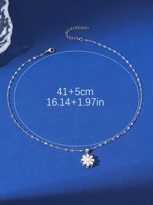 1 Miếng Đúng mốt Thiết kế Rhinestone đầy đủ Dát Có thể xoay Giống cúc Vật rủ xuống Của phụ nữ Vòng cổ xương đòn Trang trí Qủa tặng - Bạc - Xem 5