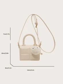 Modische Mini-tasche Mit Klappengriff Und Verstellbarem Schultergurt - Beige - Übersicht 7