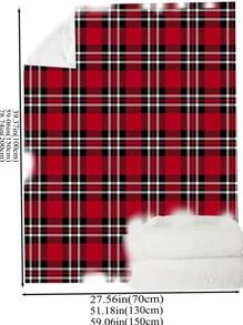 Flannel Digital Printed Soft Skin-friendly Multicolored Plaid Blanket, Multifunctional Small Blanket - Red - View 5