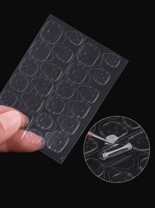 12入組防水透明果凍貼紙適用於美甲,雙面高粘度膠黏劑貼紙適用於使用帶假指甲或者自然指甲片 - 無色 - 查看 3