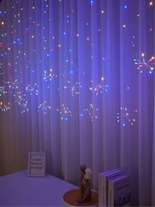1pc 200LED 2m*1m Small Flower Curtain String Lights, Suitable For Indoor Decoration, Room, Bedroom, All Season Fairy Lights, Holiday Gift Lights - Multicolor - View 5