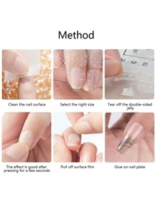 12入組防水透明果凍貼紙適用於美甲,雙面高粘度膠黏劑貼紙適用於使用帶假指甲或者自然指甲片 - 無色 - 查看 6