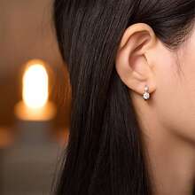 1對女性用925純銀豎體中空耳環,d色4mm和6.5mm圓切摩擦耳環,附gra證書的週年紀念日生日禮物珠寶