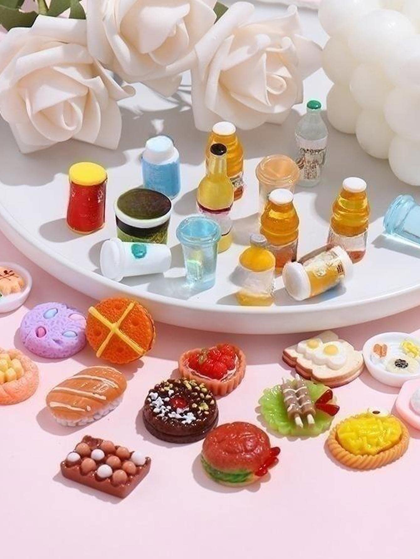 22pcs/Set Cute Miniature Realistic Food Toys & Wine Bottles Dollhouse