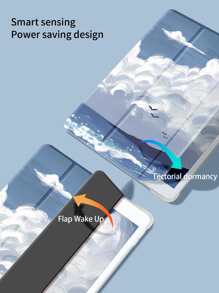 帶筆槽的彩繪矽膠殼,具有防摔、睡眠和喚醒功能,與ipad和兼容 - 彩色 - 查看 3