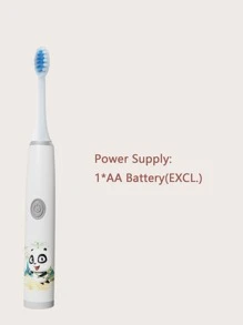 1pc Kids Cartoon Panda Pattern Electric Toothbrush & 6pcs Brush Head - White - View 4