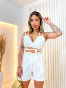 Women Two-piece Outfits - 白色 - 查看 1