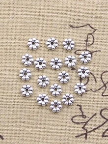 100 Stücke Antiksilberfarbene Blumenperlen Endkappen für die Schmuckherstellung, Handarbeiten, DIY Zubehör im Großhandel - Antiksilber - Übersicht 2