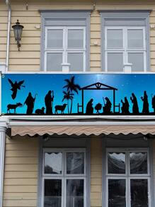 1 stuk , Scène Kerstmis Kerstmis Banner Groot Xmas Teken Voor Kerstmis Decoraties