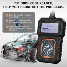 Lector de códigos de coche OBD2, herramienta de diagnóstico, escáner de código OBDII para luz de motor encendida, lector de códigos de fallas, herramienta de diagnóstico EOBD CAN para autos con protocolos OBDII desde 1996 de 12V - Negro - Ver 6