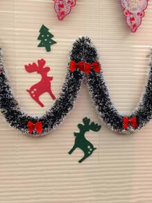 1 件 2 米绿色和白色边缘圣诞雪花装饰针织条，圣诞丝带流苏装饰，圣诞节 - 紅色 - 查看 3