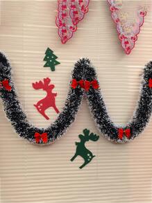 1 件 2 米绿色和白色边缘圣诞雪花装饰针织条，圣诞丝带流苏装饰，圣诞节 - 紅色 - 查看 6