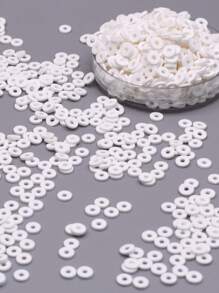 80g 3300pcs white color clay disc beads for DIY making - White - View 2