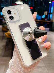 帶磁性支架的透明手機殼相容於 iPhone15/15Plus/15Pro/15Promax - 紫色 - 查看 3
