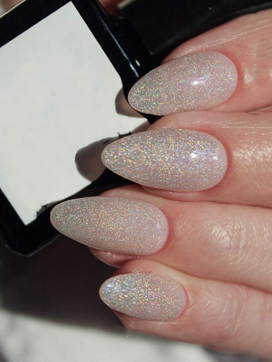 VV MEI JIA ER 使用24入組長杏仁閃光粉假指甲和1入組指甲銼和1張膠帶立即升級您造型 - 彩色 - 查看 1