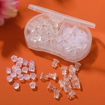 1 Box 2 Styles Earring Back Plug DIY Earring Hooded Earring Back Scrunchie Accessory 5mm Women's Fashion Earrings