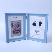 1pc Baby One-Month Commemorative Frame With Hand & Foot Prints Pattern And Random Photo Frame Design Baby Shower Family Decorations Gifts Baby Shower Easter Gifts Things For Girls/Boys - White - View 4