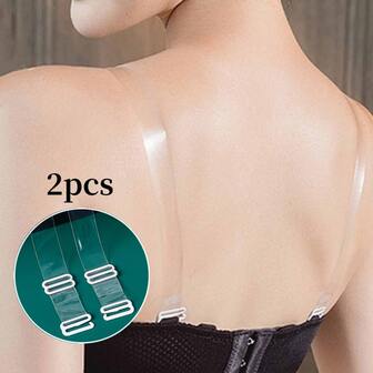 2入組內衣肩帶透明可拆卸矽膠女性彈性腰帶可調節防滑胸墊