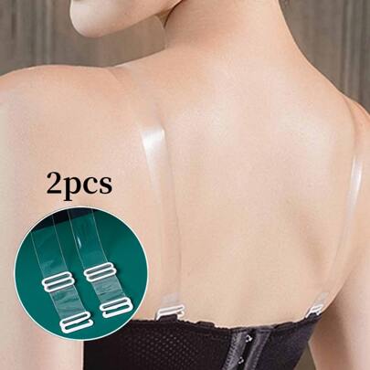 2入組內衣肩帶透明可拆卸矽膠女性彈性腰帶可調節防滑胸墊