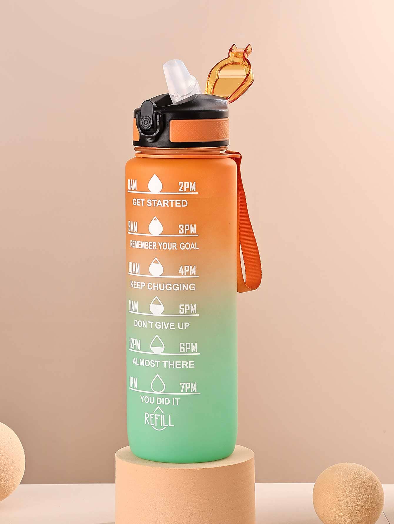 1只1000ml橙色運動水樽,適用於單車、跑步、徒步旅行等運動 - 橘色 - 查看 1