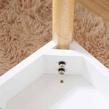 Sold Wood Vanity Table Stool,Dressing Stool for Makeup with PU,White Finish - Apricot - View 3