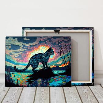 1入組木頭帶框帆布,AI風格,動物系列,星空抽象帆布海報,藝術適用於家庭裝飾用品,圖案掛畫裝飾,適用於客廳,臥室,辦公室,餐廳,條形墻面裝飾,防水,繪畫,印花,