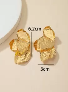 1 Paar europäischer und amerikanischer Stil goldfarbene asymmetrische geometrische Muster Blumen & Blätter Vintage Ohrringe, tolles Geschenk für Frauen zu Valentinstag, Muttertag, Mutter