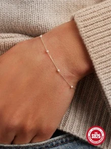 1PC s925 Sterling Silver Elegant Bracelet For Woman Daily Decoration Fine Bracelet