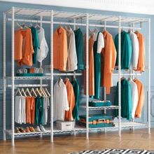 Closet Organizer Metal Garment Rack Portable Clothes Hanger Freestanding Closet Wardrobe 77"Wx 18"D X 77"H - White - View 1