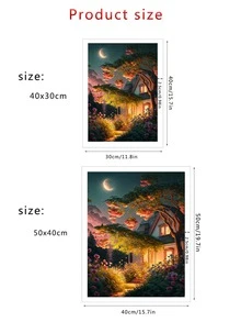 5D 钻石画“月光下的房子”，现代艺术马赛克全圆钻石十字绣，家居客厅装饰