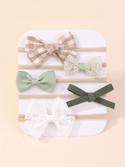 bilicaca 5pcs Candy-Colored Kids' Bowknot Hairbands, Simple Girls' Headwear For Baby Hair Accessory, For Love Valentine