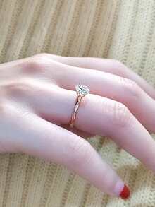 BALMORA 1pc High-End S925 Sterling Silver 24K Gold Plated Cubic Zirconia Ring Six Claws Rings For Women Wedding Party Gift - Gold - View 7