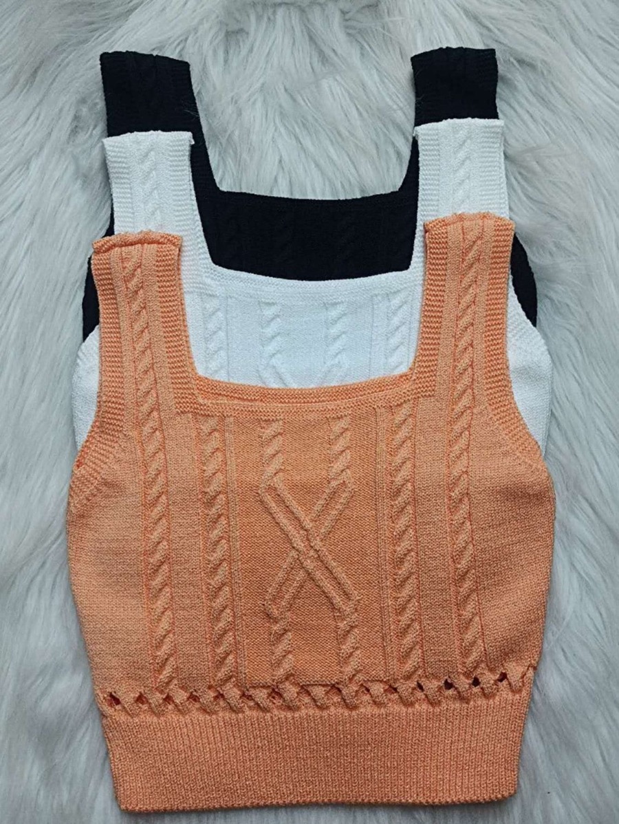 Women Knit Tops - 珊瑚橙 - 查看 1