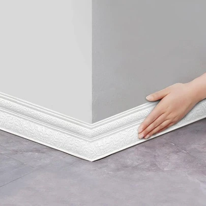 1 卷 2.3 米/90.6 英寸 Xpe 泡沫 3D 叶藤浮雕浪漫特殊设计踢脚线贴纸、自粘防撞墙贴、极简主义现代风格家居装饰、翻新踢脚线、卧室装饰、浴室装饰、房间装饰用品、美化提升幸福墙贴、办公室装饰、学校装饰、各种颜色和尺寸可供选择、贴纸、墙贴花、家居装饰乙烯基贴花、春季装饰品让您的家焕然一新、拉玛装饰贴纸礼物生日毕业