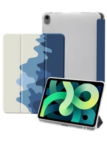 Summer Fashionable Blue & White Wave Pattern Tablet Case With Pen Holder And Painted Soft Silicone Material, Shockproof, Support Sleep/Wake Function, Compatible With Samsung And Ipad - Multicolor - View 2