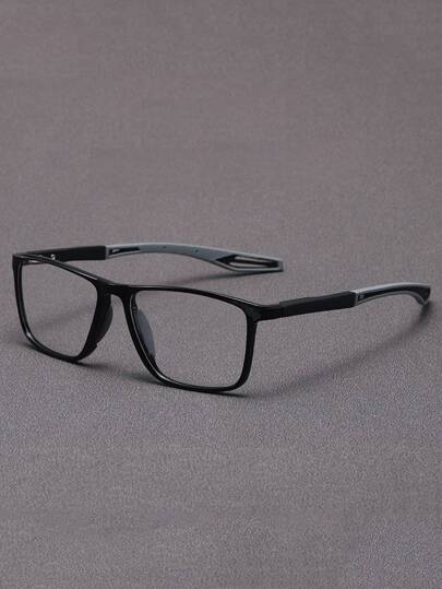 1 Pair Unisex Sport Style Square Frame Glasses, Two-Tone Combination, Plain Lens Glasses Suitable For Daily, Outdoor, Cycling Decoration