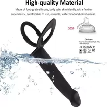 1 pièce Plug anal de pénis avec sangle en silicone, gode vibrant à double pénétration avec anneau de pénis, masseur de plug anal permettant de retarder l'éjaculation, jouets sexuels érotiques pour adultes pour homme femme couple, stimulateur vibrant de point, produits pour adultes